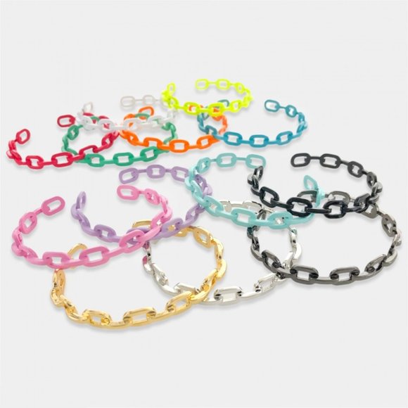 NEW Enamel Paperclip Chain Cuff Bracelet - Picture 4 of 6